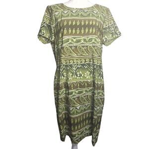 Vintage Kathie Lee Womens Shift Dress Short Sleeve Coastal Boho Chic 90s Size 16